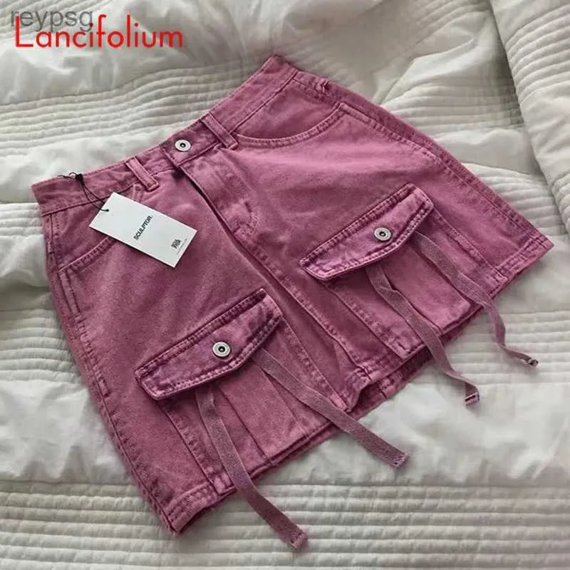 Skirts Summer Fall Denim Skirt High Waist Baggy Vintage Harajuku Distressed Y2k Kawaii Pink Bodycon Alina Mini Jeans Skirts Womens 2021 YQ240201