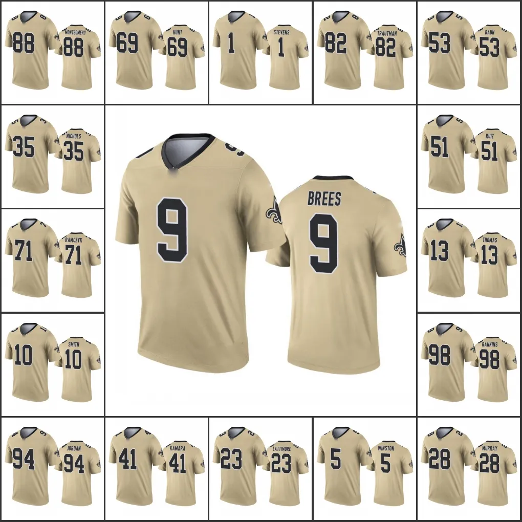 New Orleans''Saints''Men #13 Michael Thomas 9 Drew Brees 41 Alvin Kamara Custom Dames Jeugd Omgekeerde Limited Voetbalshirt