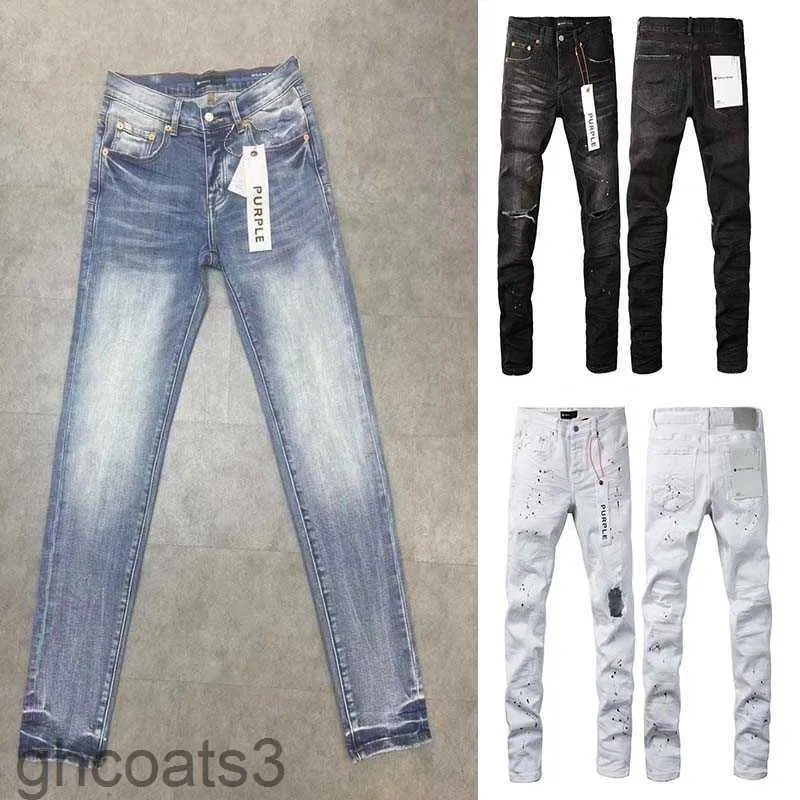 Lila Jeans für Herren, Designer-Jeans, zerrissen, gerades Bein, Patchwork, modisch, Frühling und Herbst, neuer Print-Patch, High-Street-Hip-Hop-Trend