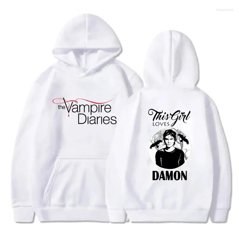 Erkek Hoodies USA TV şovu The Vampire Diaries Hoodie Women Moda Günü Kazak Günlük Günlük Uzun Kollu Sweatshirt Erkek Giyim