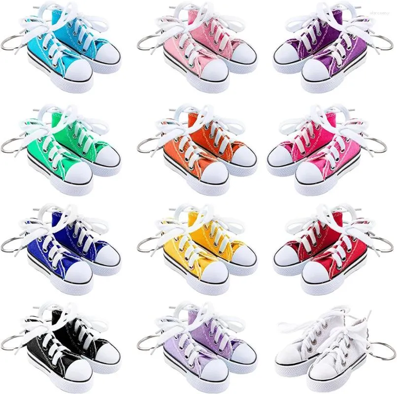 Porte-clés coloré 3D toile Sneaker porte-clés mignon mini chaussures avec porte-clés femmes filles sac pendentif décoration cadeaux de fête drôles pour les enfants