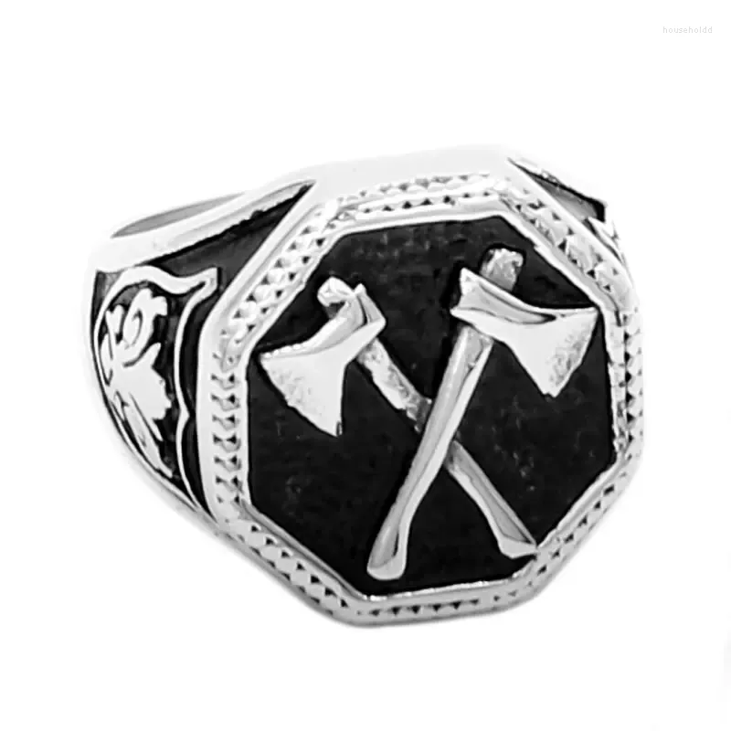 Cluster Rings Wholesale Slavic Perun Axe Biker Ring Stainless Steel Jewelry Punk Classic Motor For Men 711B