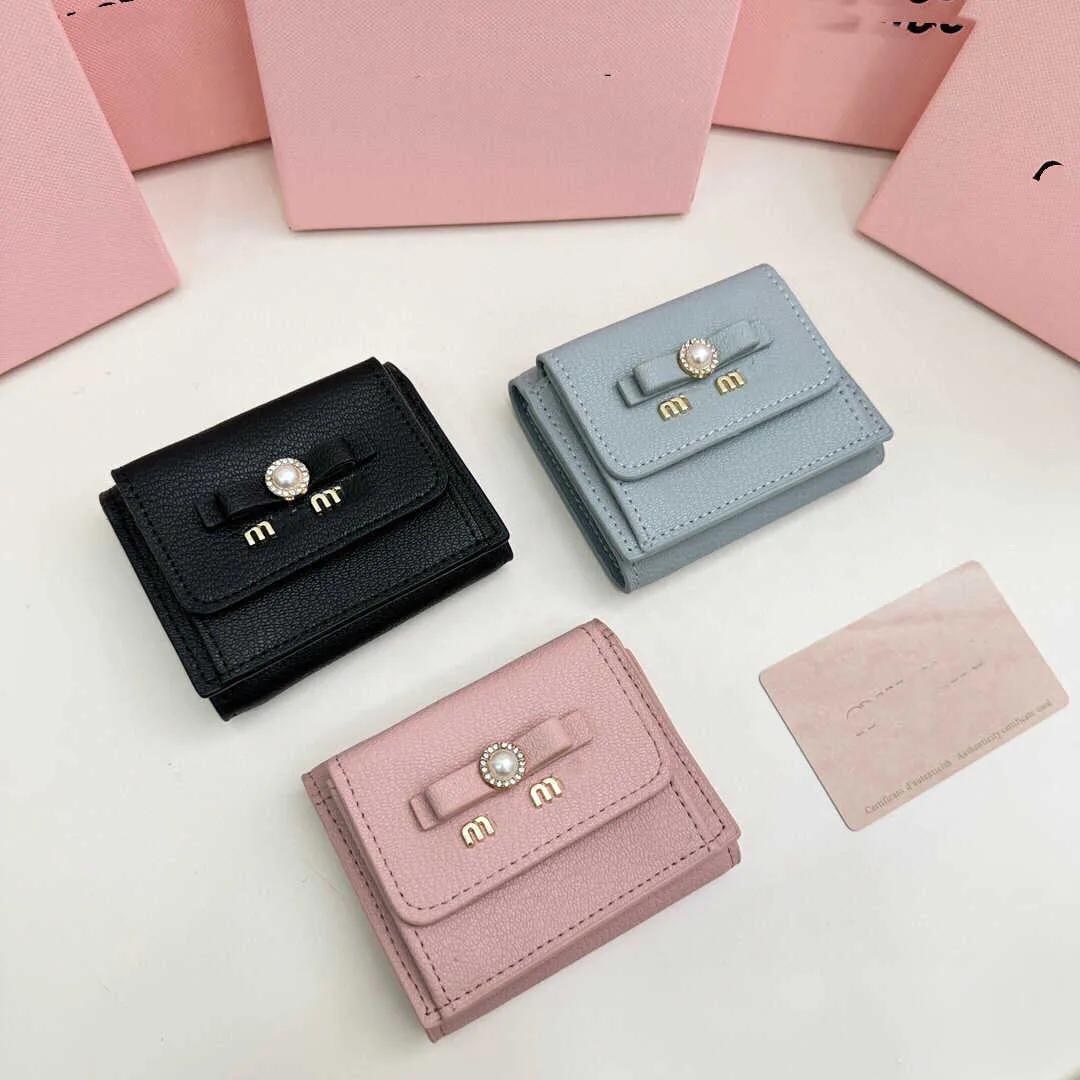 New Butterfly Pearl Miao Wallet Women's Macaron Color Sweet Girl Wallet Document Storage 240201