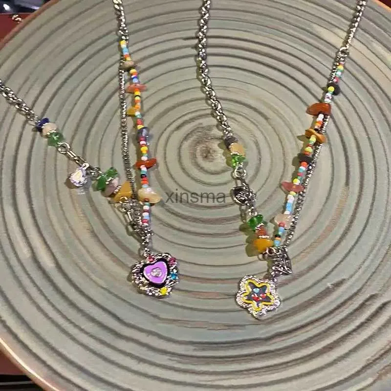 Colliers de mode bohème cristal coeur pendentif colliers pour femmes douce fille pierre naturelle chaîne de charme 2023 bijoux fête cadeaux de mariage YQ240201