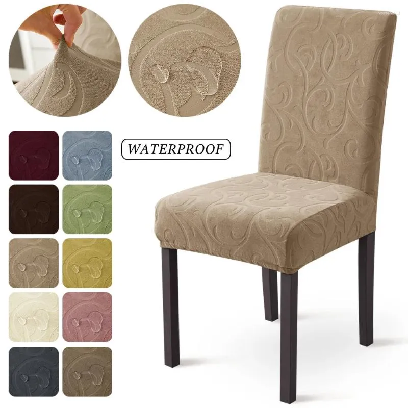 Sandalye su geçirmez jacquard elastik düz renk slipcover yemek kalın spandeks koltuk kapağı evlilik ofisi için