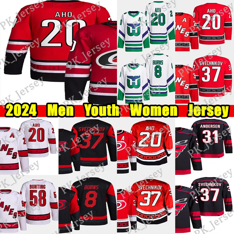 #20 Sebastian Aho Reverse Retro hockey jersey #8 Brent Burns Andrei Svechnikov Teuvo Teravainen Bunting Ron Francis Seth Jarvis Jaccob Slavin Dmitry Orlov jerseys