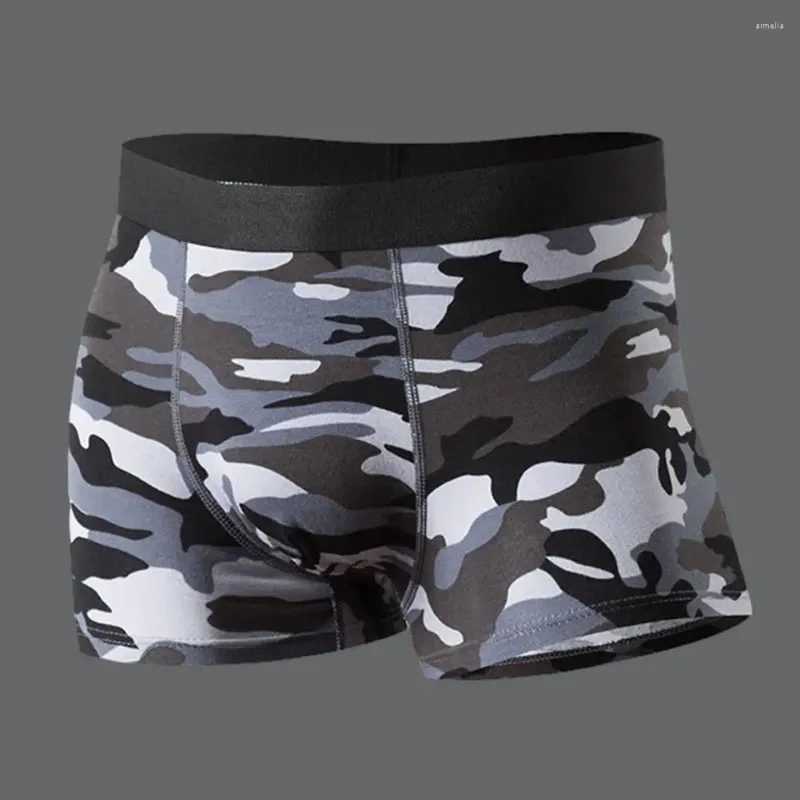 Cuecas camufladas impressão sexy roupa interior masculina militar algodão boxers calcinha mid-rise u-convexo shorts masculinos
