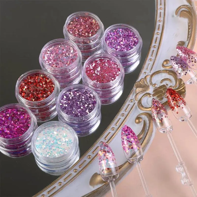 Nail Glitter Champagne Rose Flakes Mixed Hexagon Sequins Powder Fall Winter Mermaid Paillette Decorations LA1539-52