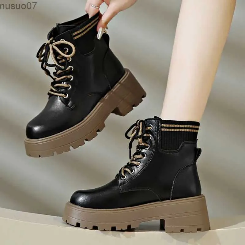 Botas outono inverno algodão martin botas para mulheres estilo coreano couro do plutônio tendência moda botas altura crescente sapatos femininos calçados