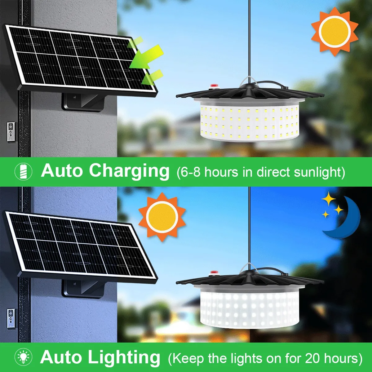 Luzes solares com sensor de movimento à prova d'água externa 244 LED LED PENENTE SOLAR LUZ 5 MODOS Iluminação 5m Spotlight Spotlights