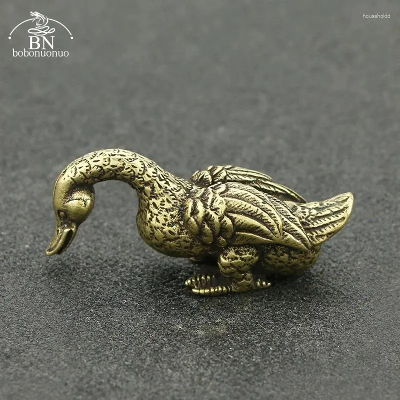 Decorative Figurines Brass Retro Delicate Duck Unique Solid Copper Animal Crafts Household Decorations For Wedding Party Anniversary Day