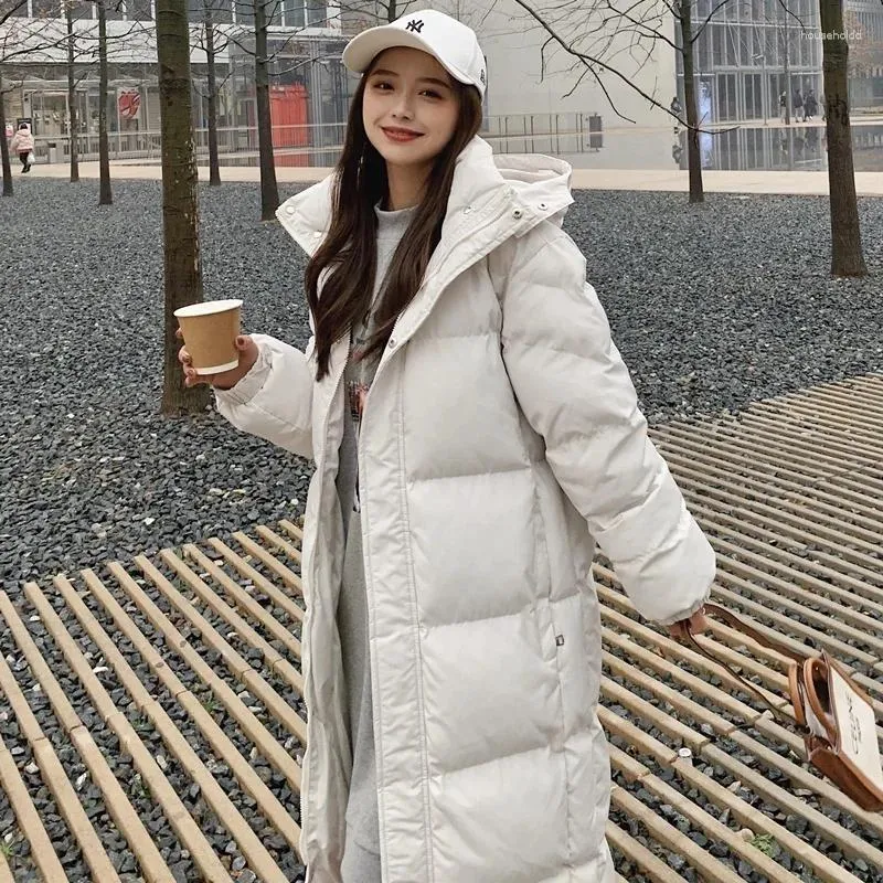 Casacos de trincheira femininos para baixo jaqueta mulheres coreano solto inverno grosso casaco de comprimento médio 2024 roupas