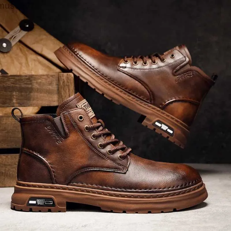 أحذية Doc Men Boots Outdoor Comfy Boots Men Fashion عالية الجودة من الجلد الكلاسيكي أحذية الخريف Man Brand Boots Winter Boots