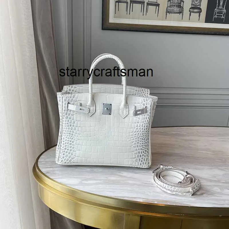 Bolsa feminina Himalaia Crocodilo Amor Cavalo Senhoras Moda Marca Feminina Água Diamante Fivela Himalaia Padrão Branco Bolsa Prata Couro Genuíno L