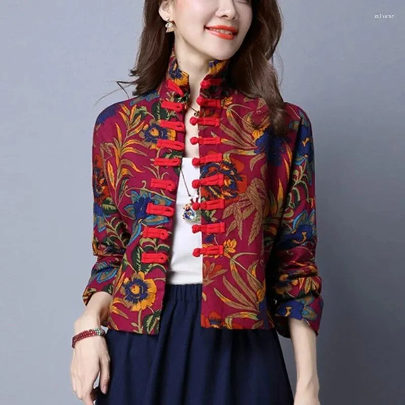 Ubranie etniczne Tradycyjne chińskie dla kobiet Cheongsam Top Mandarin Coler Clar Tops and Bluzki Oriental China TA795