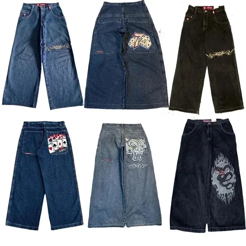 JNCO Y2K MĘŻCZYZNA WAGGY Dżinsy Wysokiej jakości haftowane odzież streetwear Hip Hop High Talsed Dżinsy Vintage Women Chare Noge dżinsy 240119