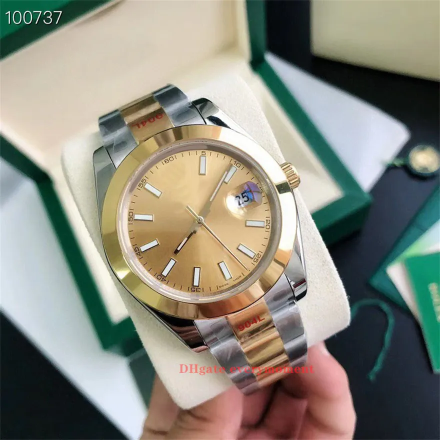 Relojes para hombres de alta calidad Reloj mecánico automático de acero inoxidable de 41 mm 126300 124300 Caja de madera original Zafiro Verde Esfera romana Relojes de pulsera impermeables -B