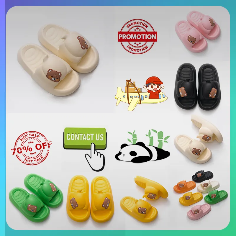 Designer Flat Little Bear sliders slides sandals slippers for men women anti slip weight breathable Low cut super soft Fashion Hot unisex Pool Size 35-46