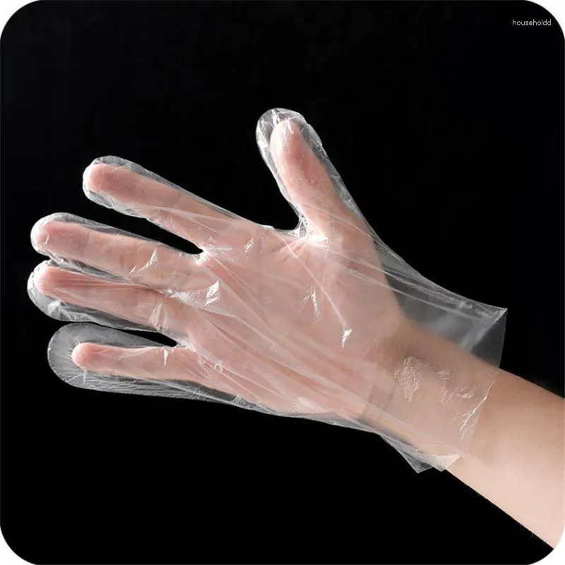 Disposable Gloves 1 Bag/100pcs One-off Food Grade Plastic Transparent Eco-friendly For Kitchen Accessories