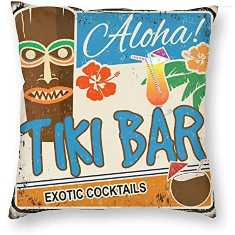 Kissen Tropical Tiki Bar Dekorative Überwurfbezüge Kissenbezug Quadratischer Bezug Standard für Sofa Couch Schlafzimmer Terrasse