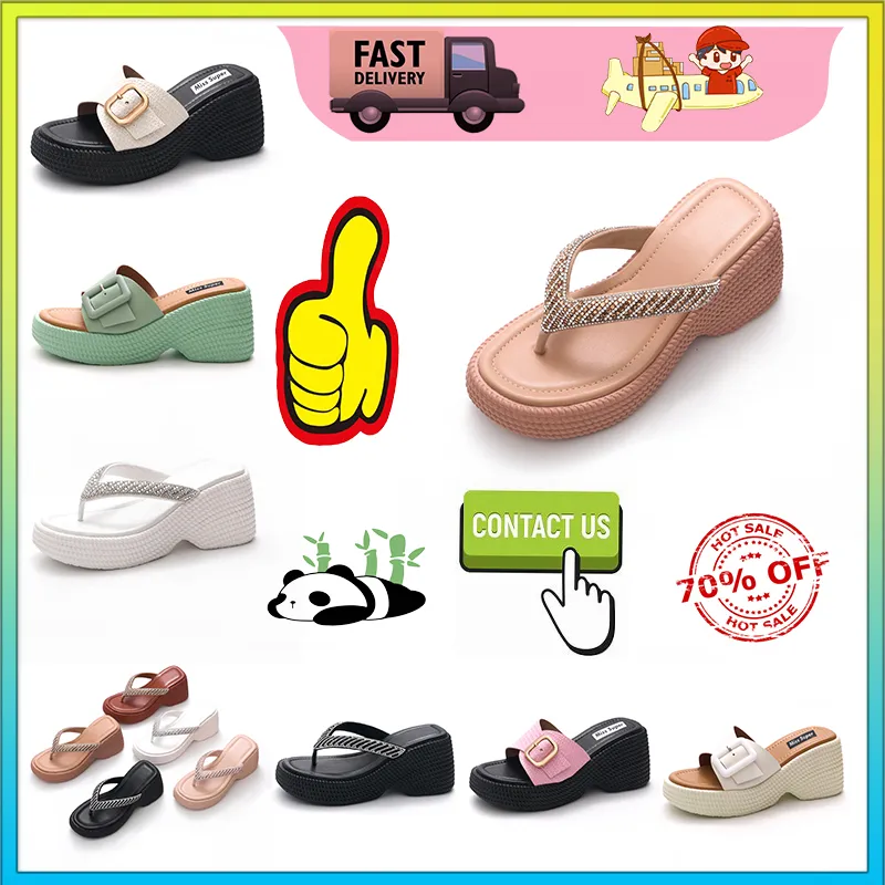 Casual Platform High Rise Thick Soled PVC Slippers Man Woman Light Weight Wear Resistant Leather Rubber Sules Sandaler Flat Summer Beach Slipper