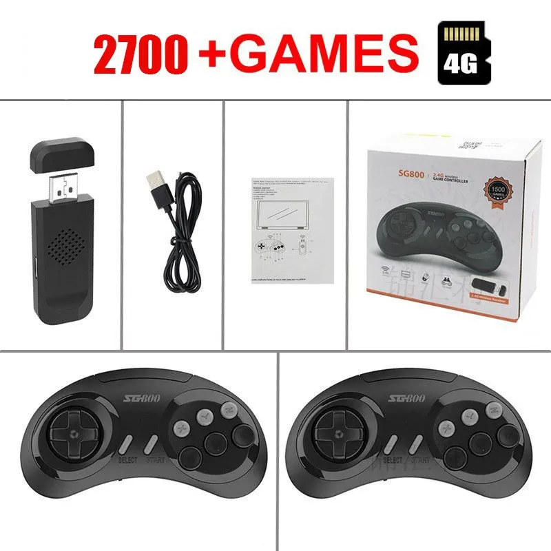 Nostalgic Console Host Mini Classic Retro Game Players SG800 TV Out Video Game Console For NES Games Consoles With Two Gamepad Controllers Dropshipping