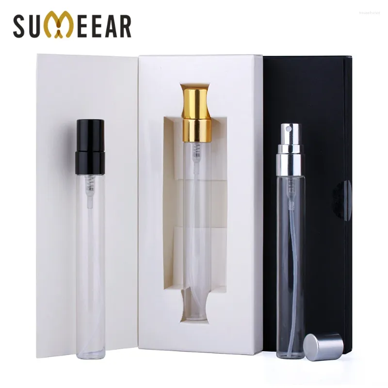 Storage Bottles 50 Pcs/Lot 10ml Perfume Bottle With Packing Box Atomizer Empty Parfum Black And White Packaging