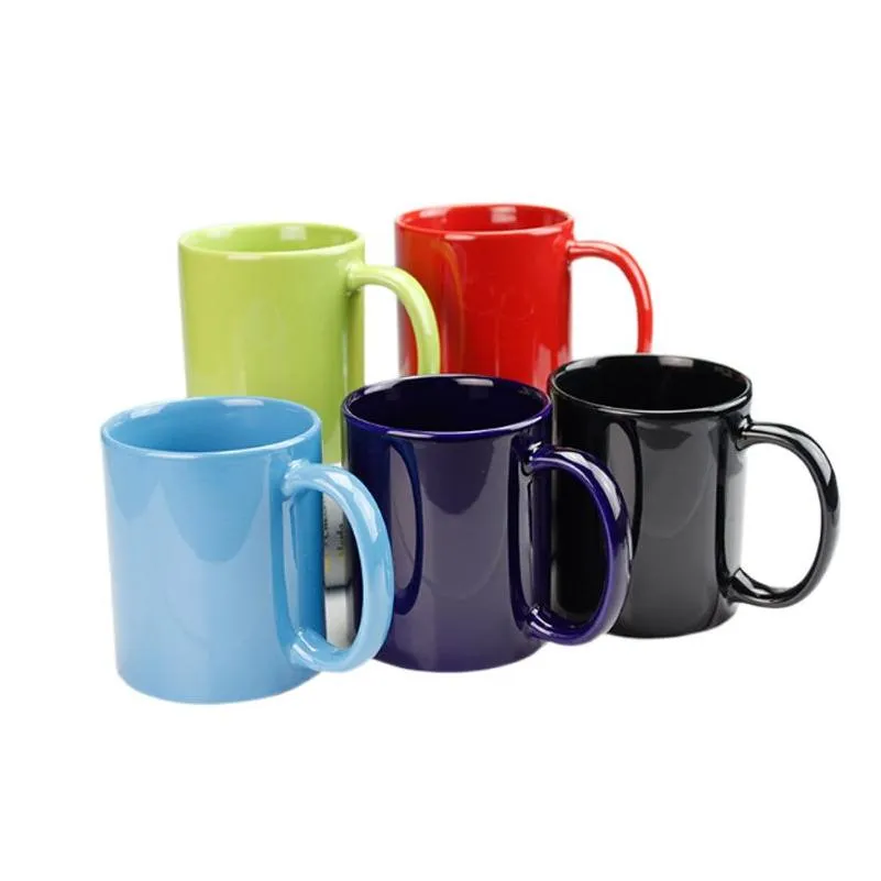 Sublimation Blanks 11Oz Sublimation Blank Coffee Mugs Ceramic Plain Color Mug Blanks With Handle Drop Delivery Office School Business Dhx51