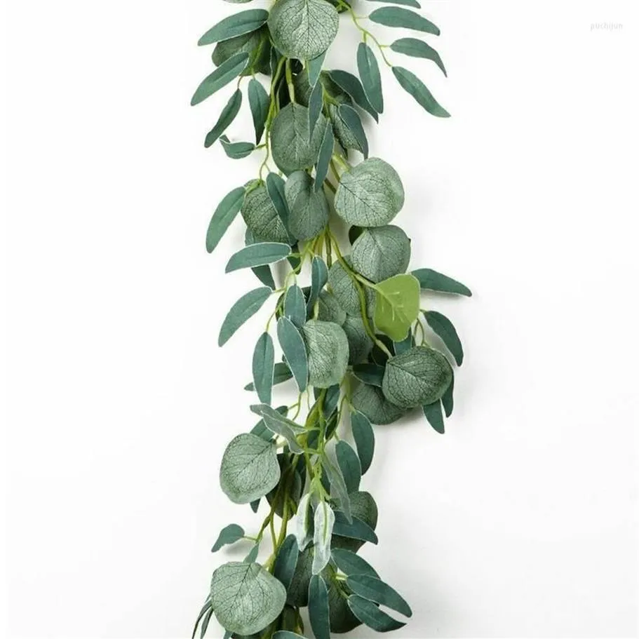 Guirlande de fleurs décoratives d'eucalyptus de 2m, feuilles de saule artificielles en rotin, décoration de mariage, couronnes suspendues 294u