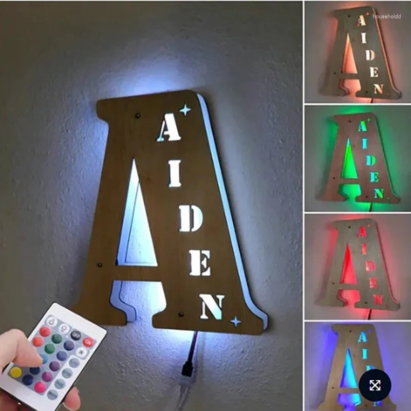 Dekorativa figurer Personlig LED -nattljus med 26 alfabetet bokstav baby barn rum sovrum anpassad lampa semester gåva droppe