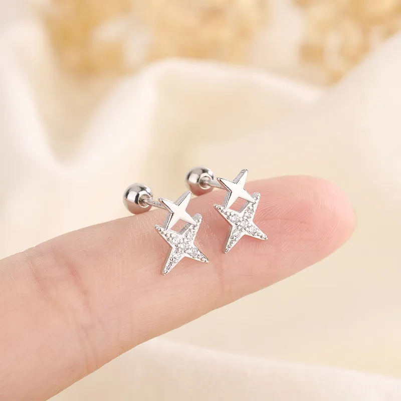 Orecchini coreani in argento 925 con aghi a forma di nuvola di meteoriti le donne, regalo di gioielli il corpo con piercing all'orecchio alla moda