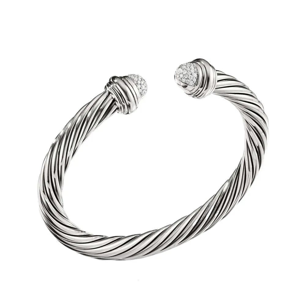 Dy Armband Designer Luxe Mode Man Dames Originele kwaliteit Sterling Zilver 925 Klassiek Hiphop Open Armband 7MM Stijlvol Retro Kraag Sieraden Vakantiecadeau