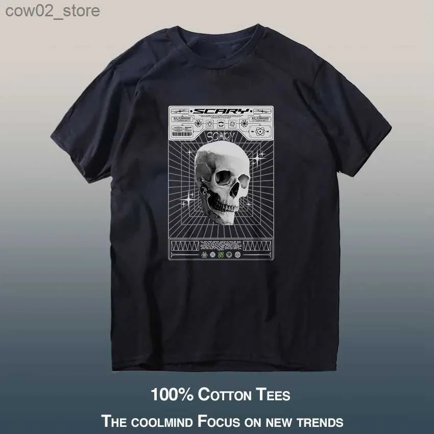 T-shirt da uomo 100% cotone manica corta stampa teschio maglietta da uomo casual streetwear uomo allentato maglietta o-collo t-shirt teschio uomo magliette Bbtee Q240201