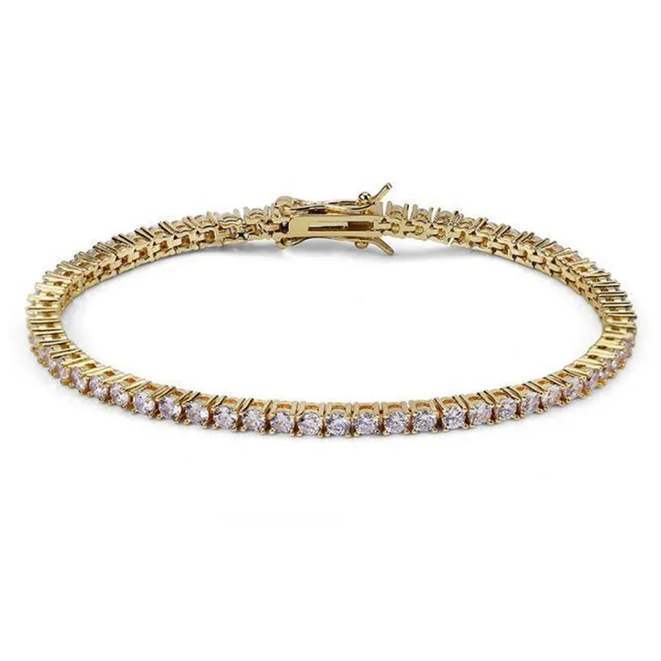 Fashion jewelry Tennis bracelet designer bracelets silver gold chain diamond zircon Stainless steel for men 3mm 4mm 5mm 6mm chains2229