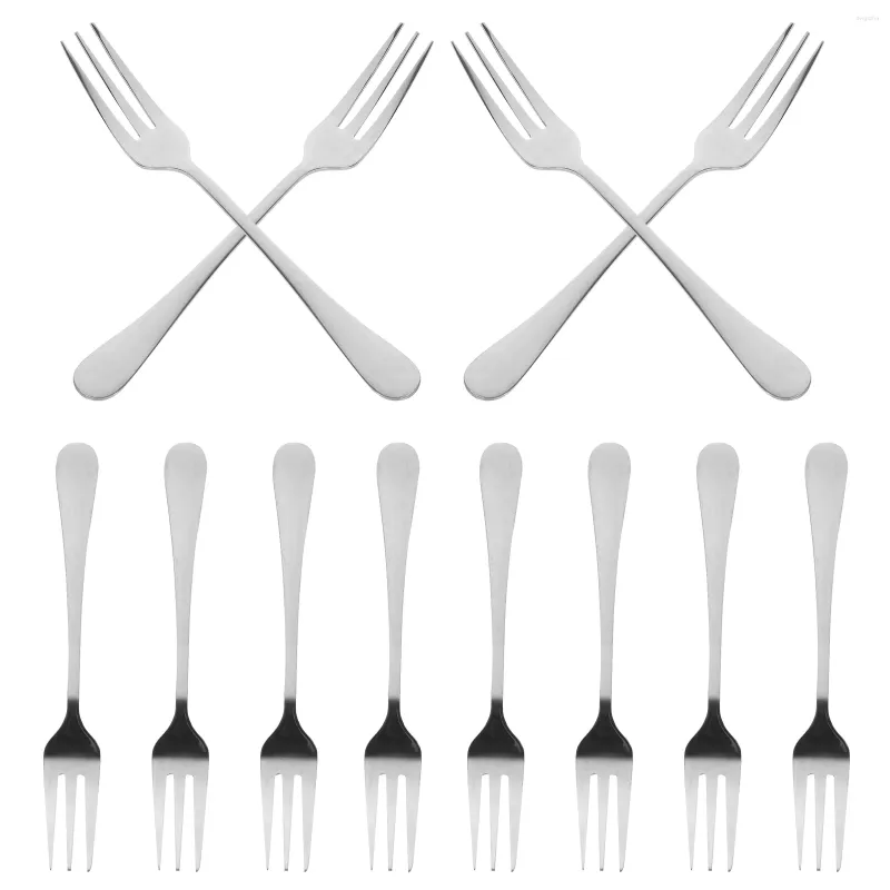 Forks 12 szt. Mini owocowy widelec metalowy nóż ze stali nierdzewnej i małe naczynia stołowe restauracja