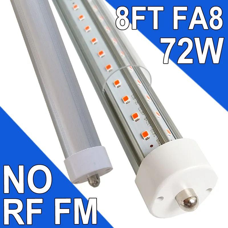 8FT LED-Röhrenleuchte, T8 8FT LED-Lampen 72W 6500K Tageslichtweiß LED-Röhrenleuchten mit FA8-Sockel, Ersatz für Leuchtstofflampen, 5400Lumen, Dual-End-Stromversorgung usastock
