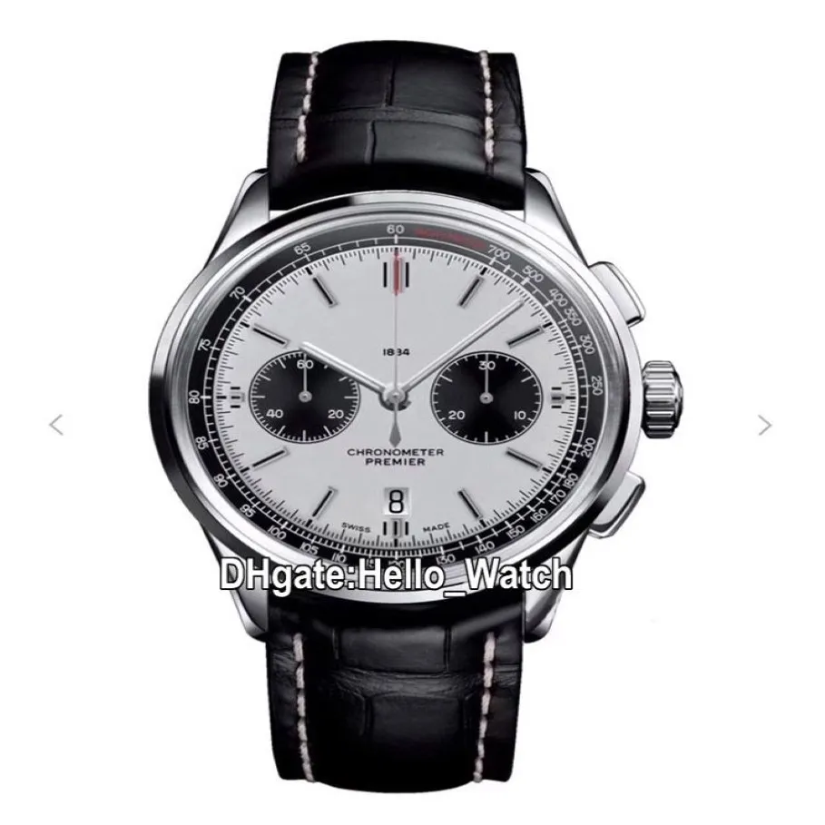 Новый Premier B01 Стальной корпус AB0118221G1P1 VK Кварцевый хронограф Мужские часы Секундомер Белый циферблат с кожаным ремешком Часы Hello Watch 62514