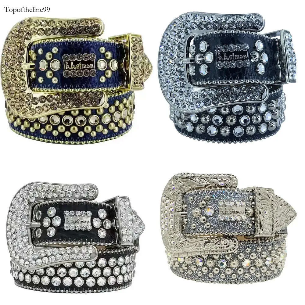 Cintos Designer Bb Simon para Homens Mulheres Cinto de Diamante Brilhante em Preto Azul Branco com Strass Bling como Presente 5VL0