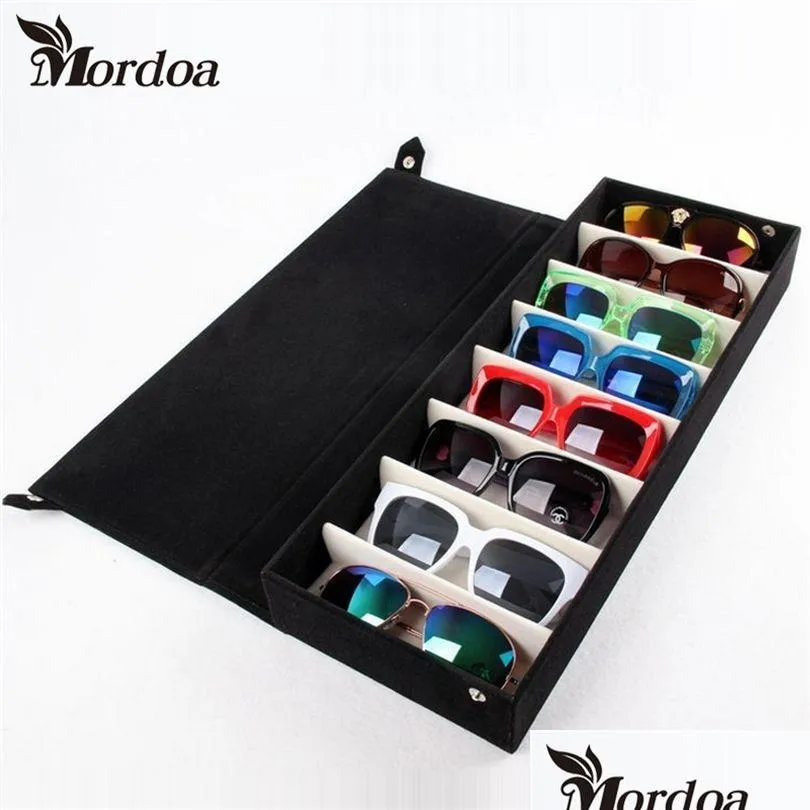 Storage Boxes & Bins 8 Grids Storage Display Grid Case Box For Eyeglass Sunglass Glasses Jewelry Showing With Rack E 48.5X18X6Cm 21091 Dhi1Y