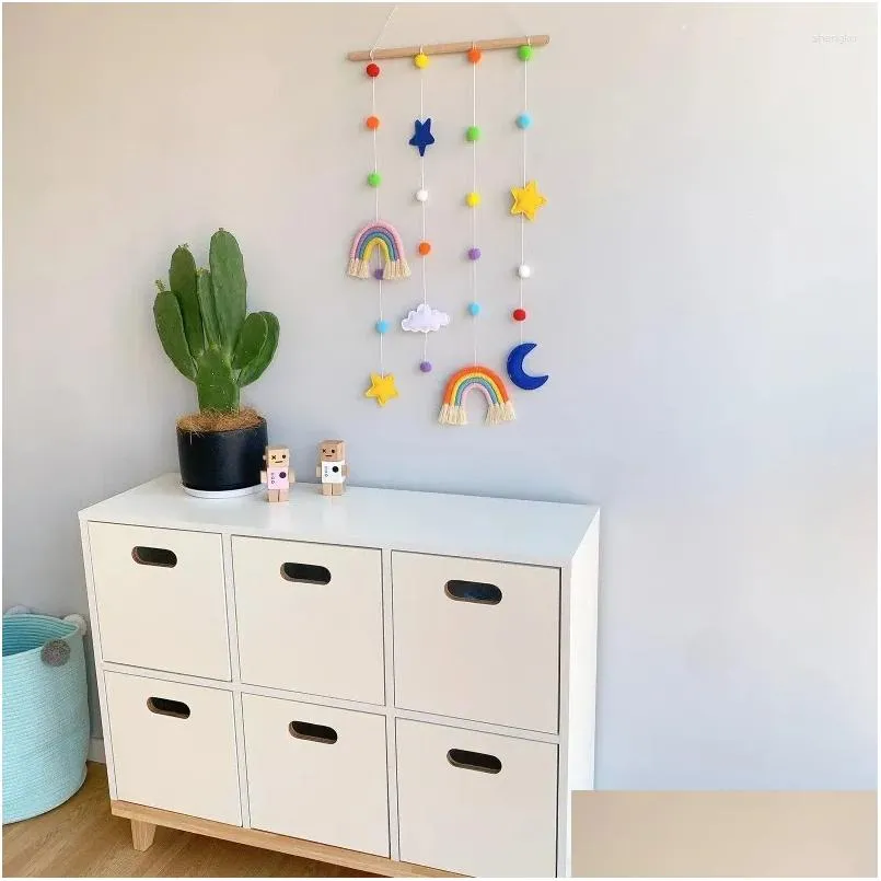 Hårtillbehör Rainbow Po Display Holder With Girls Bow Clips Storage Hanger vägg hängande bild Drop Delivery Baby Kids Maternity Otjqd