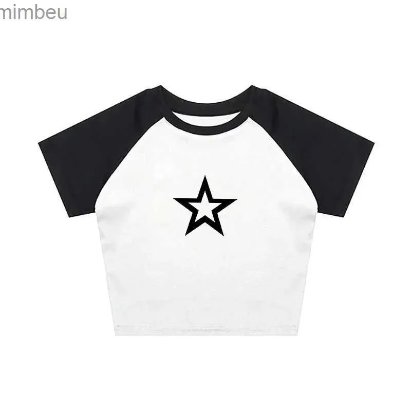 T-shirt Femme 2023 Y2K Esthétique Bébé Emo GrilTee 2000s Street Wear Manches courtes Été Grunge Crop Top Mignon Tee Harajuku Clubwear y2k vêtements L240201