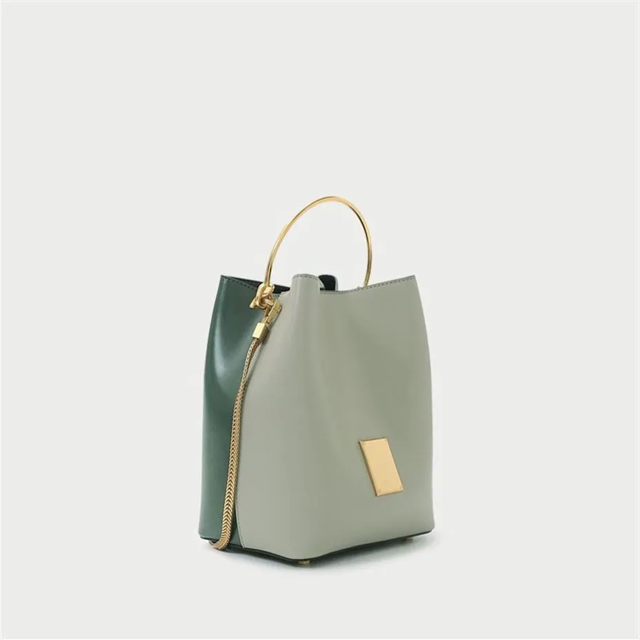 Дизайнерская кожаная женская сумка весна-лето, сумка из смешанных цветных металлов, наклоненная через кожу крупного рогатого скота, сумка-ведро на одно плечо inc275j