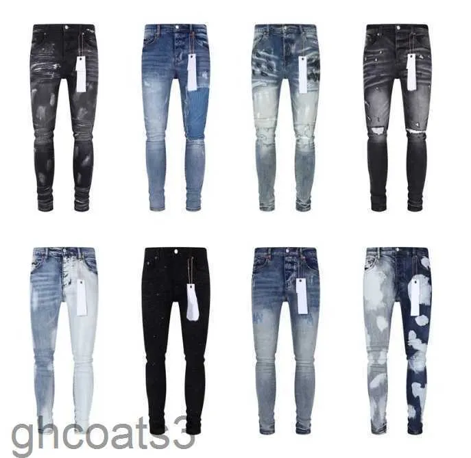 Designer jeans herrar byxor kvinnor lila ksubi high street vintage färg prick slim fot mikrosträckning höft hopplippare hål mode casual