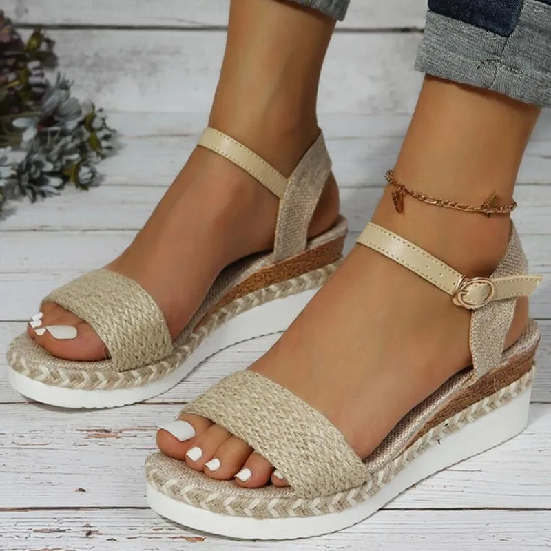 Summer Wedge Sandals: Stylish Open Toe Buckle Shoes Comfortable Thick  Sole, Perfect for Beach, Daily Wear, Leisure - Main Image
