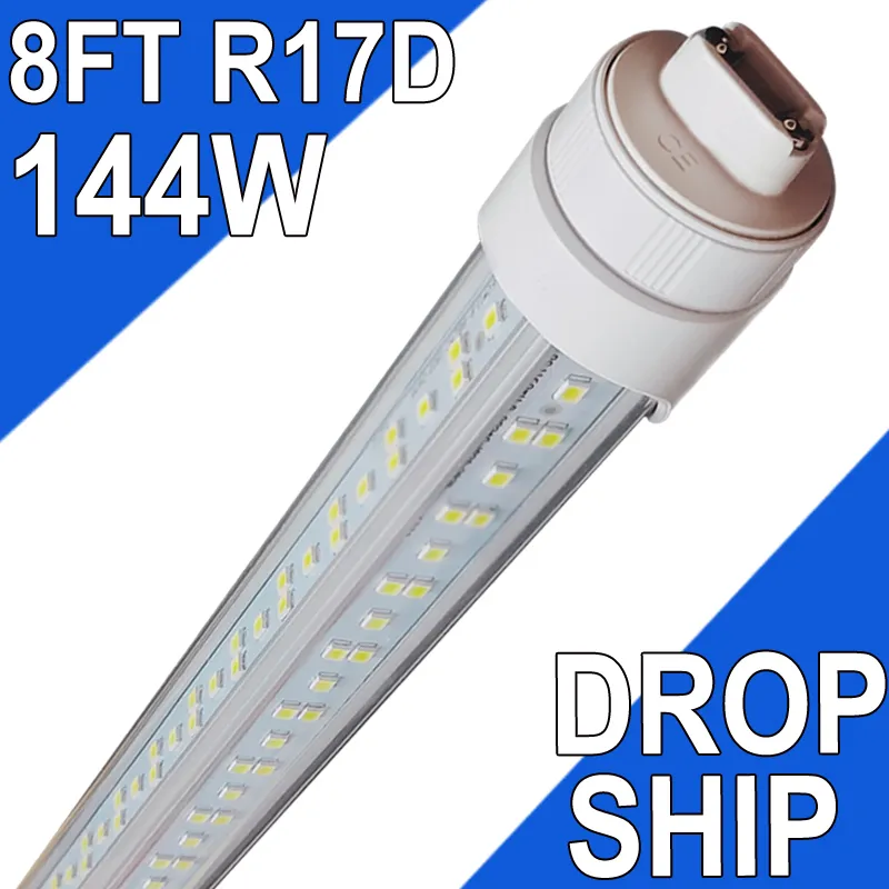 R17D/HO 8FT LED-Leuchtmittel, V-förmig, 4-reihig, durchsichtige Abdeckung, 144 W, 6500 K kaltweiß, T8 8FT Leuchtstoffröhre mit drehbarem R17D-Sockel, 8FT R17D LED-Leuchtmittel, Shop, Lager, Garage, USAstock