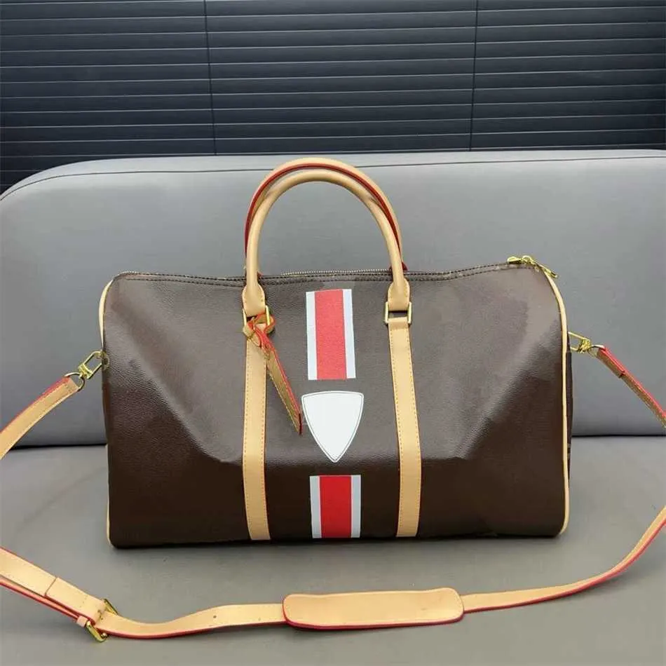 Seyahat Çantası Eski Çiçek Serisi Klasik Kahverengi Duffle Bags Kepall Duffel Bag Renk Açık Spor Çantası Büyük Kapasite Bagaj Çanta Ambalaj