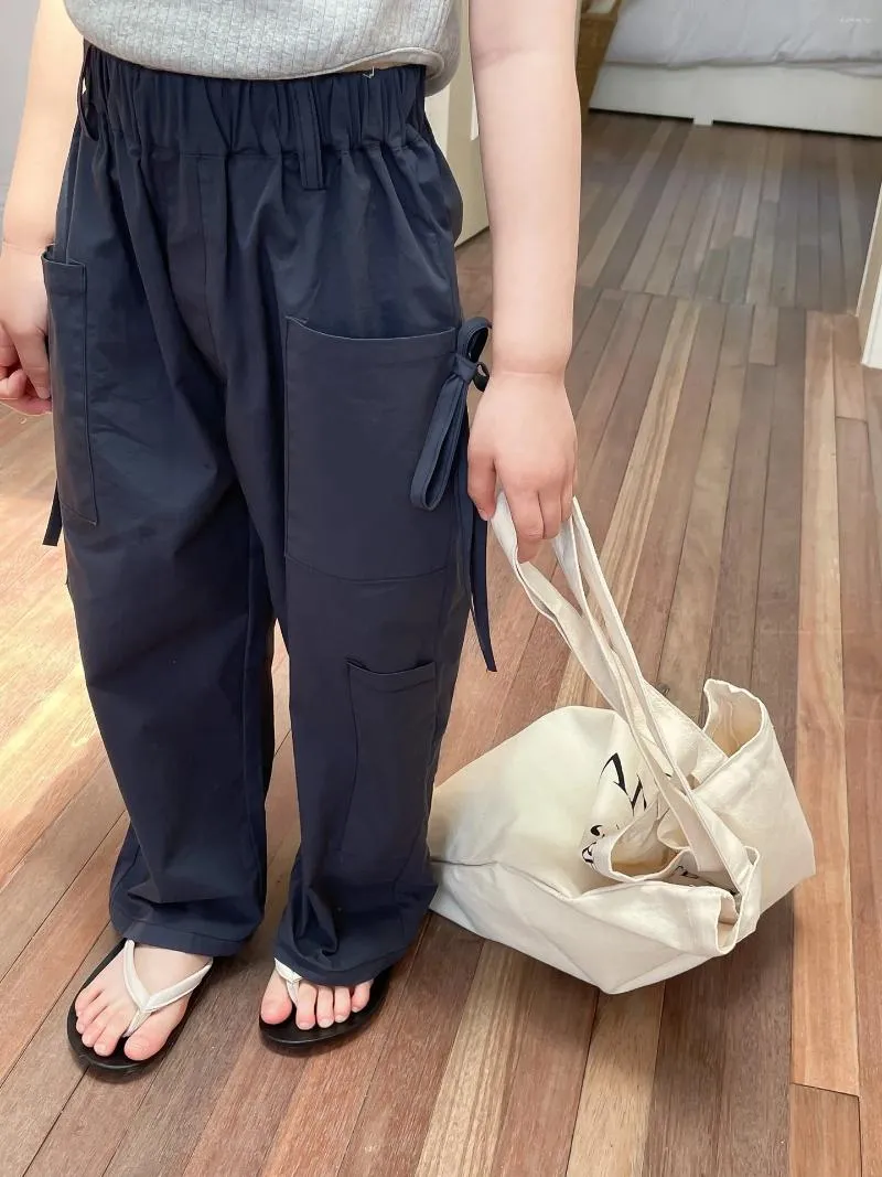 Trousers Girls Pants 2024 Summer Korean Style Overalls Thin Breathable Loose Tracksuit Casual Simple Solid Color Cool Wide Leg