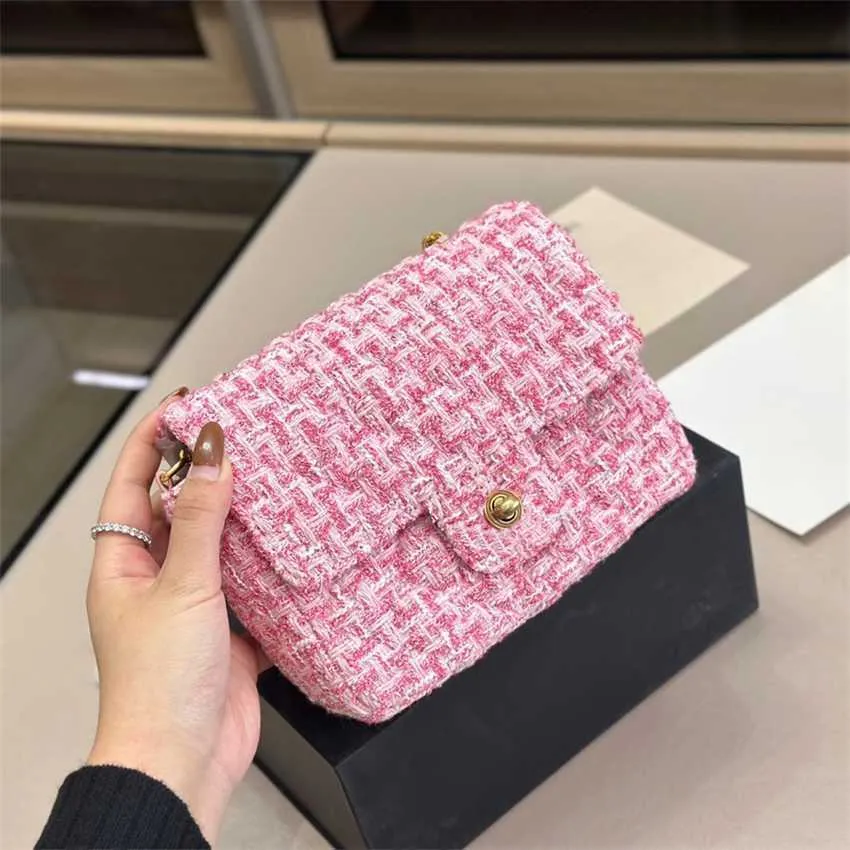 DHgate Tweed Double Flap Messenger Bag Classic Quilted Chain Purse for Women Bags Luggage Accessories