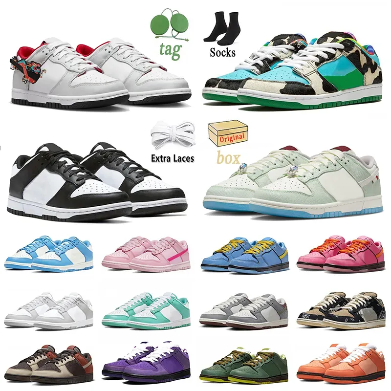 2024 With Box OG Low Panda Shoes Year of the Dragon Chunky Dunkys Black White Freddy Krueger Jarritos Sports Trainers Pink Pandas Green Orange Lobster Girls Sneakers
