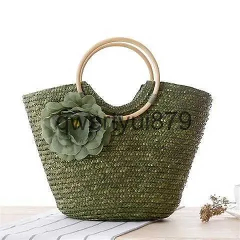 Shoulder Bags casual flower raan large capacity tote round andle wicker woven women andbags summer beac big straw bags bali travel purseH2421